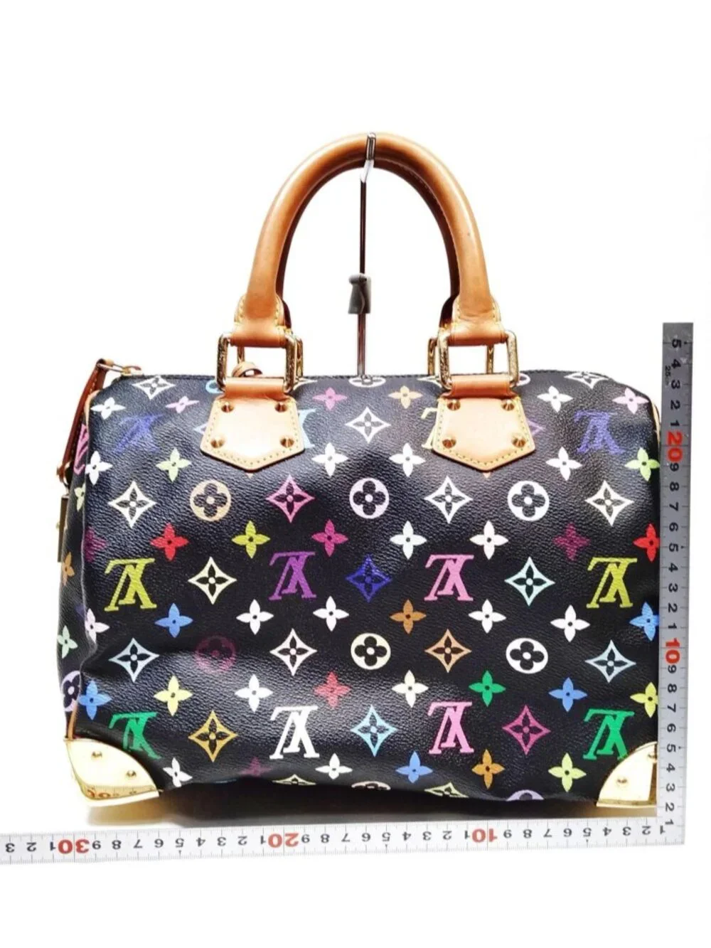 Authentic Louis Vuitton Speedy 30 Multicolor Monogram Black Canvas Murakami Bag